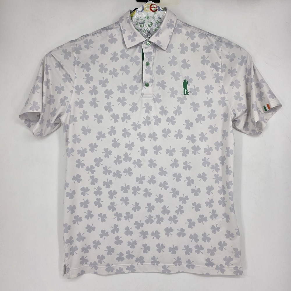 U Suck At Golf Polo‎ Shirt Mens XL Irish Moisture Wicking Casual Preppy AOP